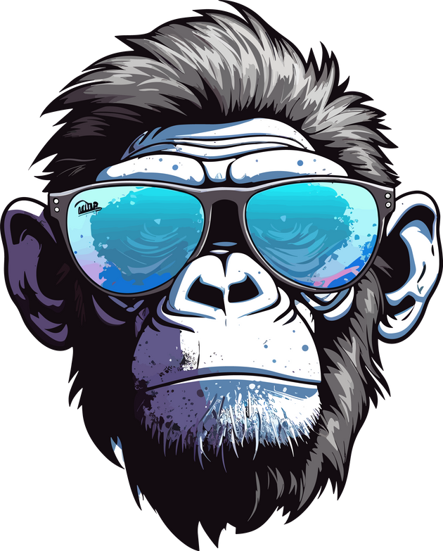 Vector cartoon monkey wear sunglass illustration