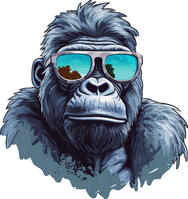 hand drawn cool Gorilla sticker wear sunglass