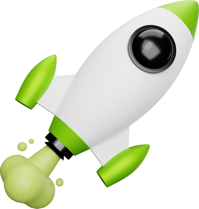 Green Rocket Fly 3D Illustration