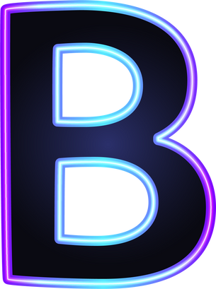 Blue letter B with gradient neon stroke