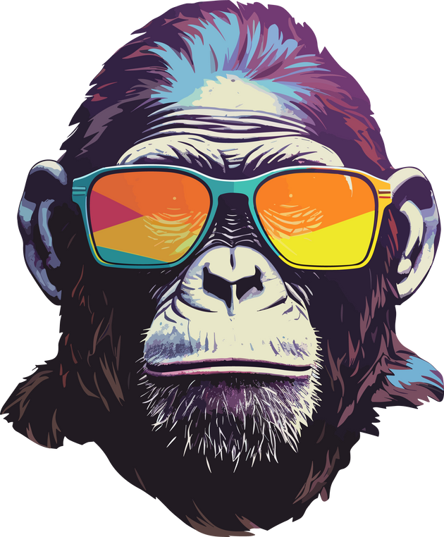 Vector cartoon monkey wear sunglass illustration